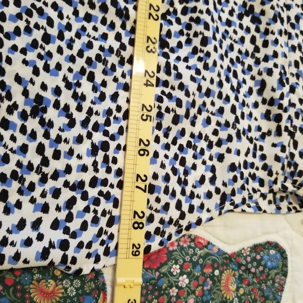 Adrianna Papell V Neck Long Sleeve Size 2X White/Black/Blue Pattern - Picture 9 of 12